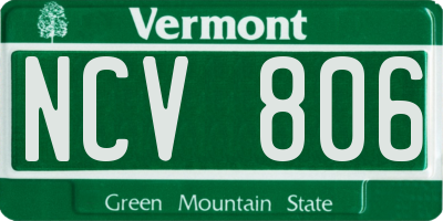 VT license plate NCV806