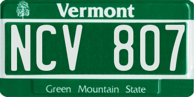 VT license plate NCV807