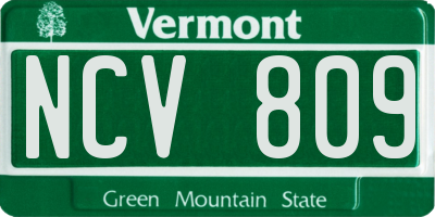 VT license plate NCV809