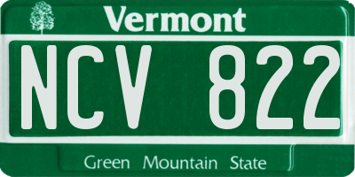 VT license plate NCV822