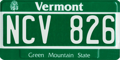 VT license plate NCV826
