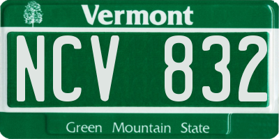 VT license plate NCV832