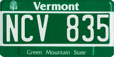 VT license plate NCV835