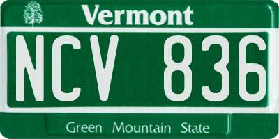 VT license plate NCV836
