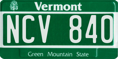 VT license plate NCV840