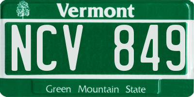 VT license plate NCV849