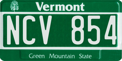 VT license plate NCV854