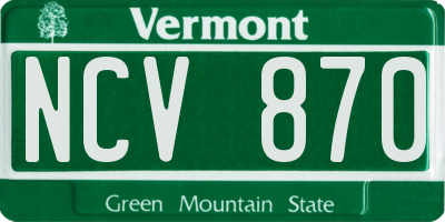 VT license plate NCV870