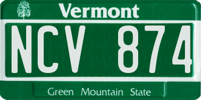 VT license plate NCV874