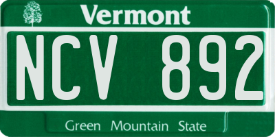 VT license plate NCV892