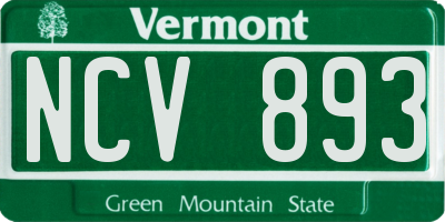 VT license plate NCV893