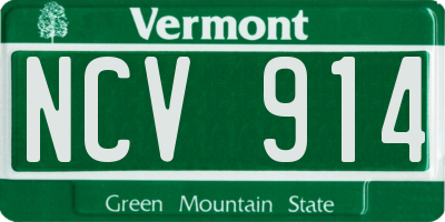 VT license plate NCV914