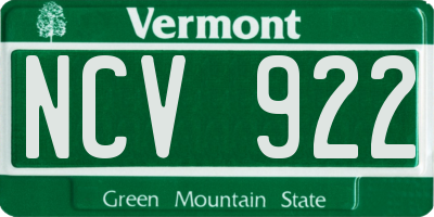 VT license plate NCV922
