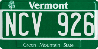 VT license plate NCV926