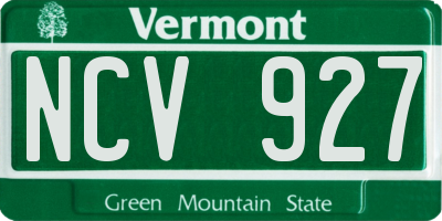 VT license plate NCV927