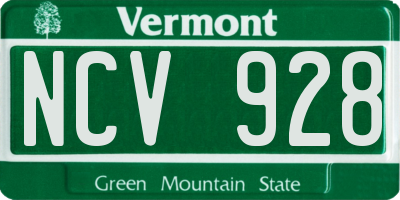 VT license plate NCV928