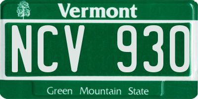 VT license plate NCV930