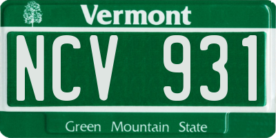 VT license plate NCV931