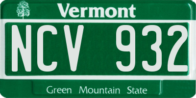 VT license plate NCV932