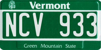VT license plate NCV933