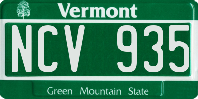 VT license plate NCV935