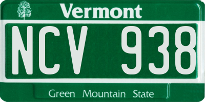VT license plate NCV938