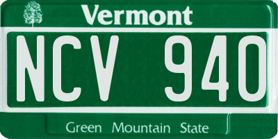 VT license plate NCV940