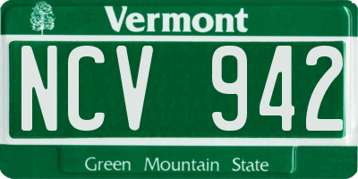 VT license plate NCV942