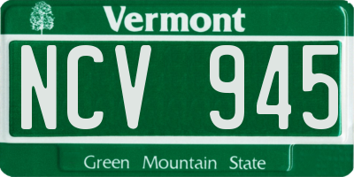 VT license plate NCV945