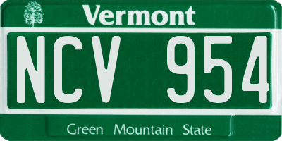 VT license plate NCV954