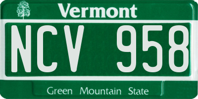 VT license plate NCV958