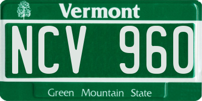 VT license plate NCV960