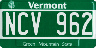 VT license plate NCV962