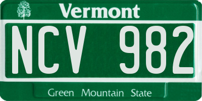 VT license plate NCV982