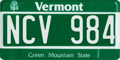 VT license plate NCV984