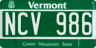 VT license plate NCV986