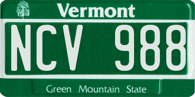 VT license plate NCV988