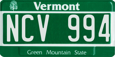 VT license plate NCV994