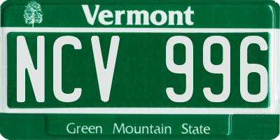 VT license plate NCV996