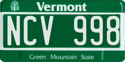 VT license plate NCV998