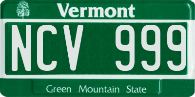 VT license plate NCV999