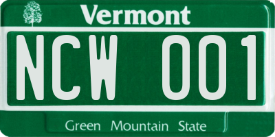 VT license plate NCW001