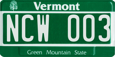 VT license plate NCW003
