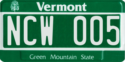 VT license plate NCW005