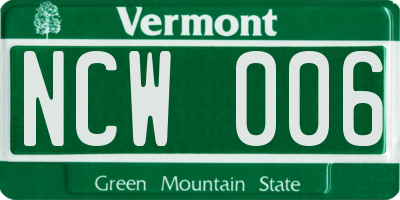 VT license plate NCW006