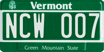 VT license plate NCW007