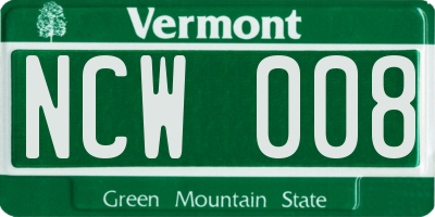 VT license plate NCW008