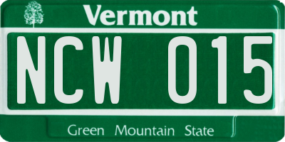 VT license plate NCW015