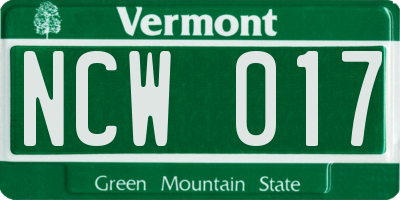 VT license plate NCW017