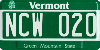 VT license plate NCW020